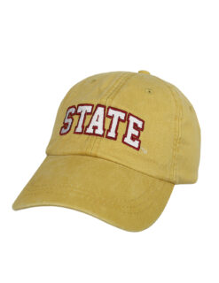 Barefoot Iowa State Text Embroidered Adjustable Cap Mustard Yellow