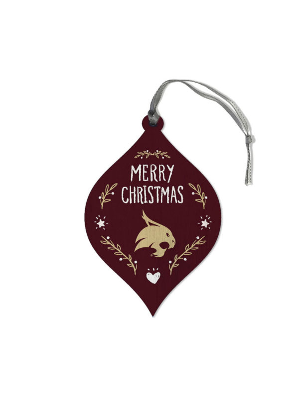 TXST Merry Christmas Teardrop Ornament