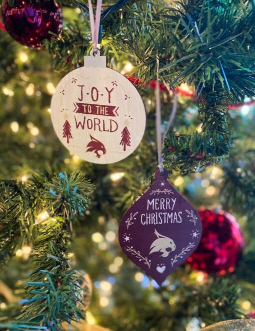 TXST Merry Christmas Teardrop Ornament - Image 2