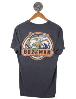 Barefoot Bozeman Comfort Colors Short Sleeve Dark Grey Shirt Fish