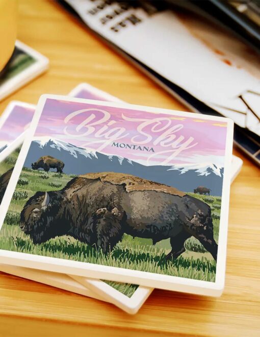 Montana Big Sky Bison Sunset Coaster - Image 3
