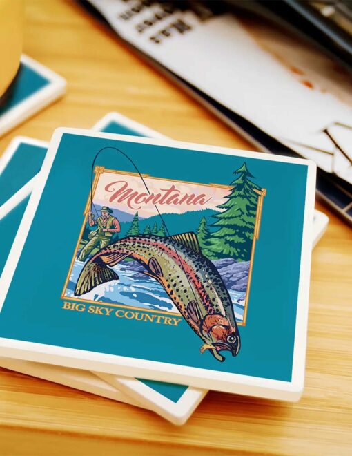 MT Big Sky Country Fly Fish Coaster - Image 3