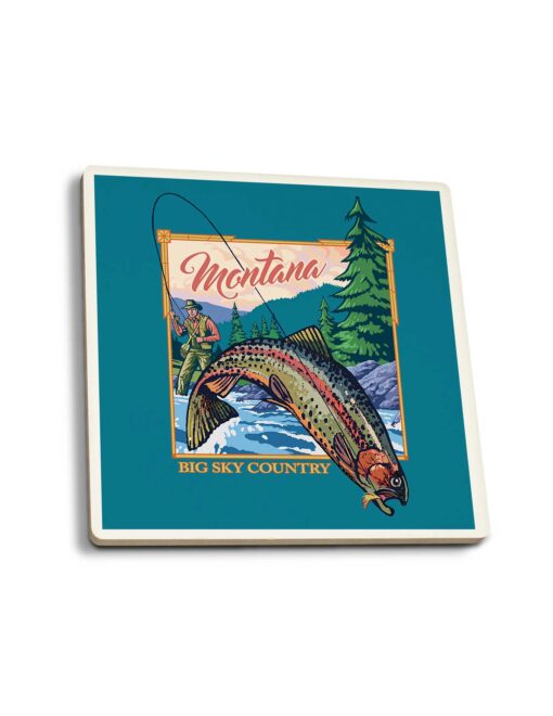 MT Big Sky Country Fly Fish Coaster