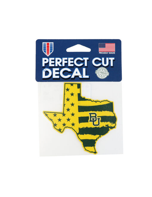 BU TX Green & Gold Flag In TX Decal