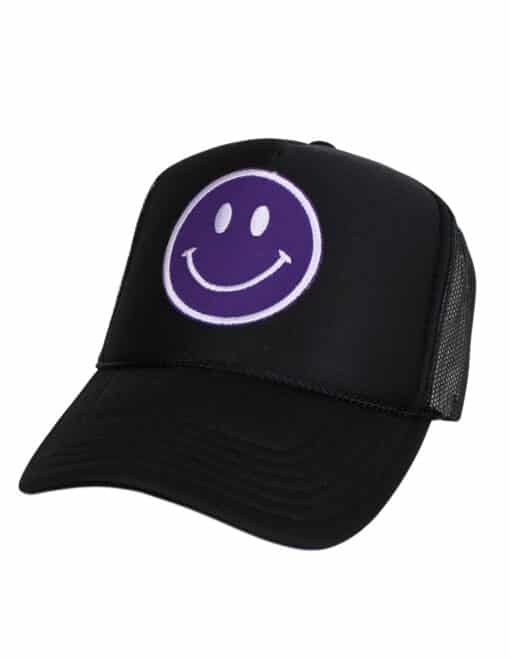 Purple Smiley Face Patch Trucker