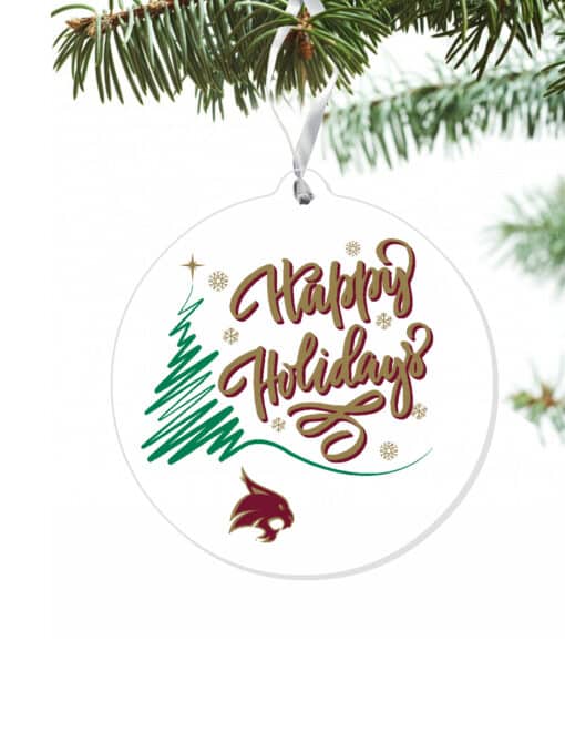 TXST Happy Holidays Ornament