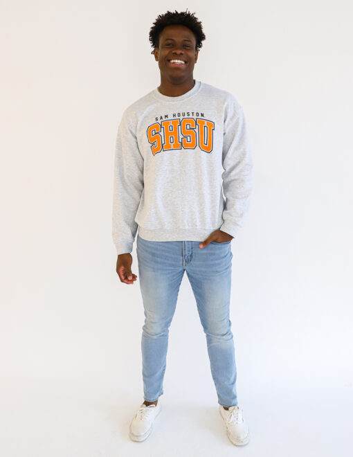 model-sam-houston-crewneck-sweatshirt-basic-text-shsu-grey-146720-G180-ASH -2 (1)