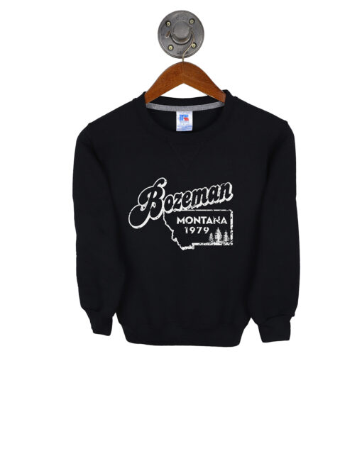 barefoot bozeman black youth crewneck sweatshirt