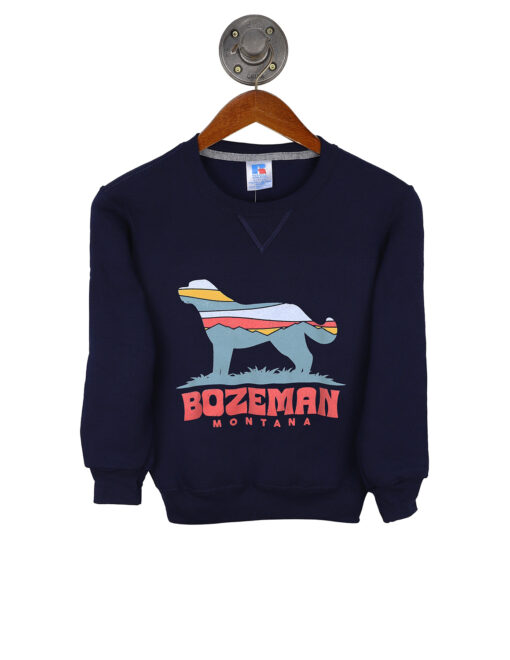 Barefoot Bozeman Montana Dog Sweatshirt Navy