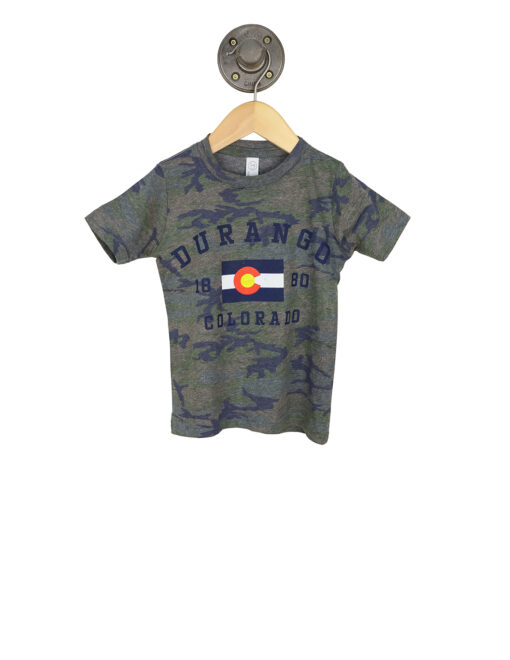 Barefoot Durango Colorado Camo Toddler Flag Shirt