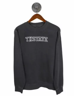 Barefoot Texas State TXSTATE Embroidered Crewneck Sweatshirt Pigment Black