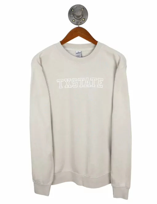 Barefoot Texas State TXSTATE Embroidered Crewneck Sweatshirt Pigment Ivory