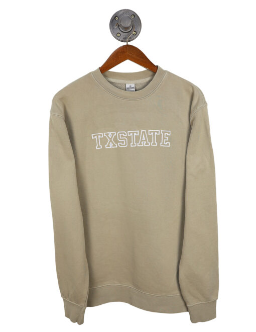 Barefoot Texas State TXSTATE Embroidered Crewneck Sweatshirt Pigment Sand