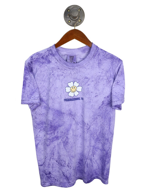 Fredericksburg Short Sleeve Smiley Face Flower Shirt Purple