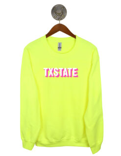 texas-state-crewneck-sweatshirt-neon-text-green-yellow-162906-G180-SAFETY-GREEN