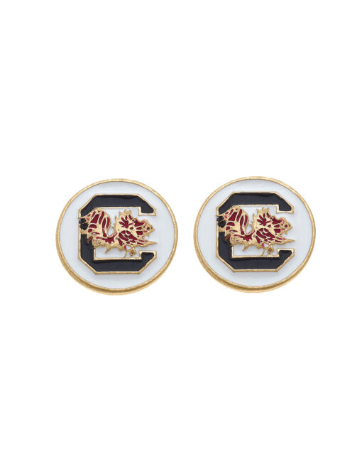 USC Enamel Disc Stud Earrings