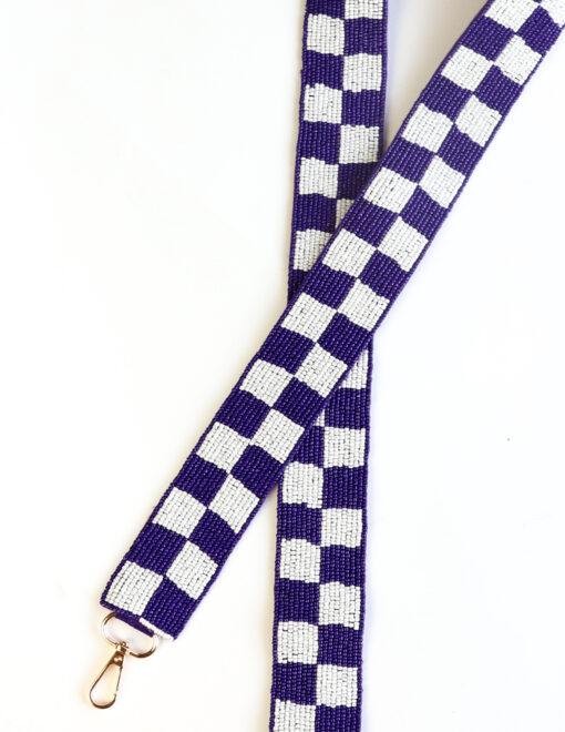 Purple Checkered Beaded Bag Strap - Image 2