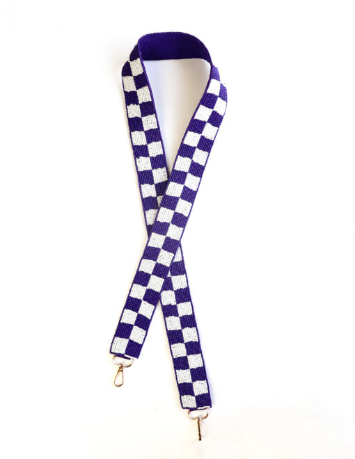Purple Checkered Beaded Bag Strap - Image 4
