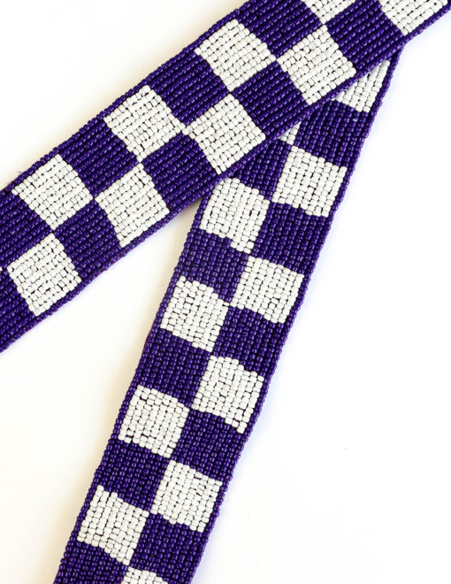 Purple Checkered Beaded Bag Strap - Image 3