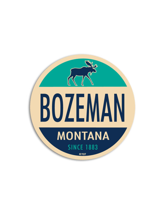 Bozeman MT Jinx Teal Moose Sticker Barefoot Campus Outfitter