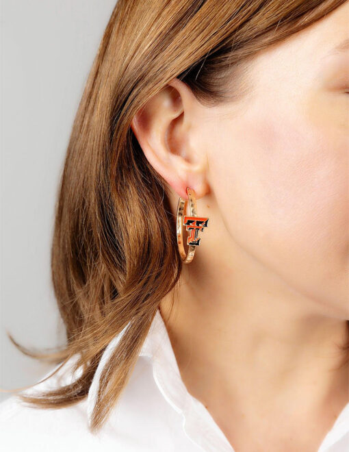 TTU Enamel Logo Hoop Earrings - Image 2