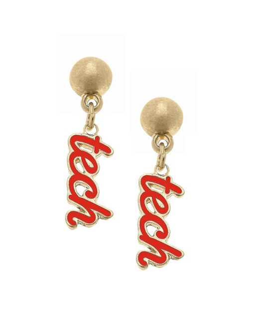 TTU Tech Enamel Script Earrings