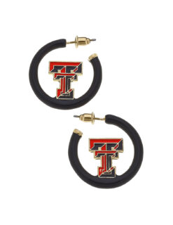 TTU Logo Enamel Hoop Earrings