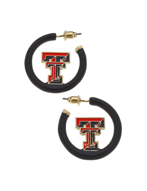 TTU Logo Enamel Hoop Earrings