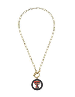 TTU Logo Enamel T-Bar Necklace