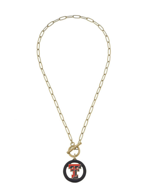TTU Logo Enamel T-Bar Necklace