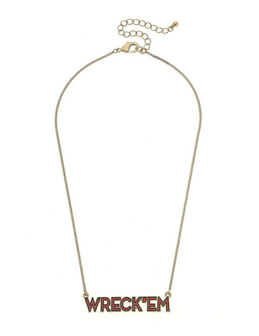 TTU Wreck 'Em Outline Enamel Necklace