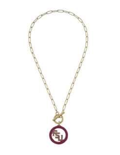 FSU Logo Enamel T-Bar Necklace