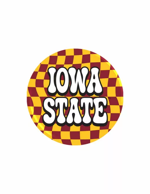 ISU 3" Checkered Button