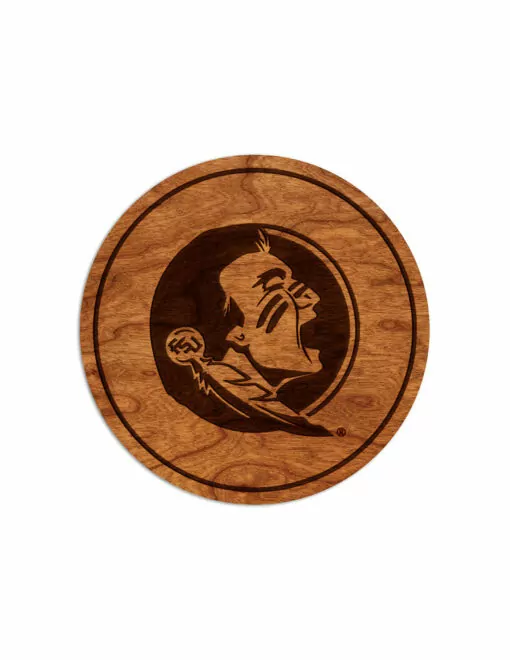 FSU Mascot Head Wooden Coaster