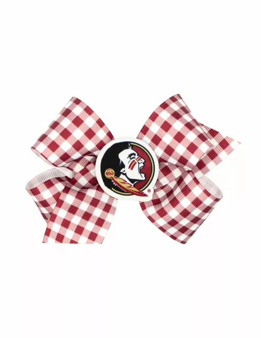 FSU Medium Gingham Print Bow