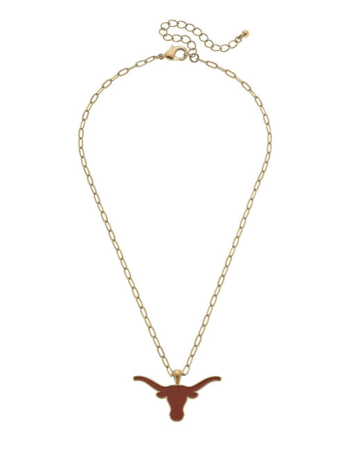 UT Longhorn Enamel Pendant Necklace