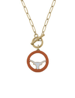 UT Logo Enamel T-Bar Necklace