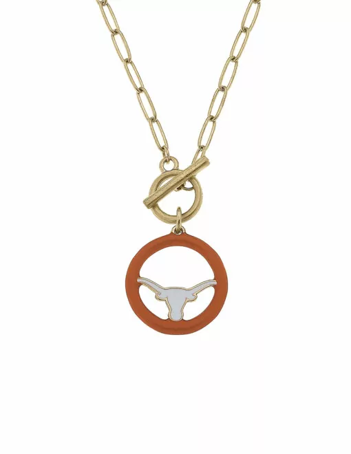 UT Logo Enamel T-Bar Necklace