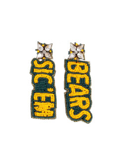 BU Sic 'Em Bears Beaded Earrings
