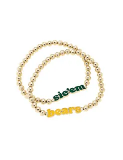 BU Slogan Ball Bead Bracelet Set of 2