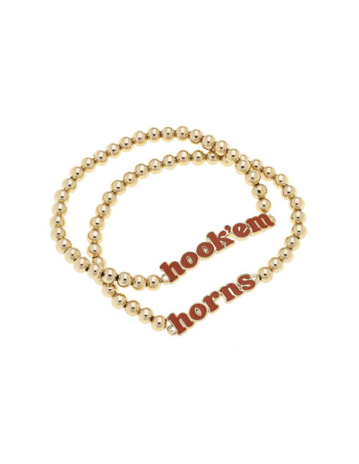 UT Slogan Ball Bead Bracelet Set of 2
