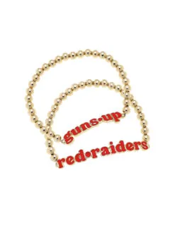 TTU Slogan Ball Bead Bracelet Set of 2
