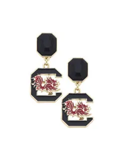 USC Rhinestone Enamel Logo Earrings