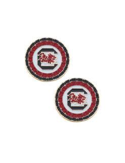 USC Pave Disc Stud Earrings
