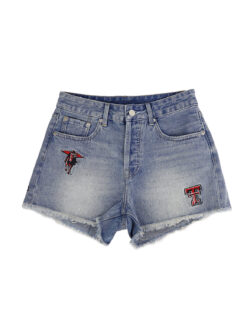TTU Patched Denim Shorts