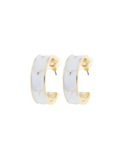 UT White Enamel Logo Hoop Earrings