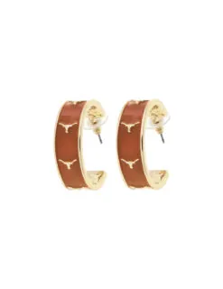 UT Burnt Orange Enamel Logo Hoop Earrings