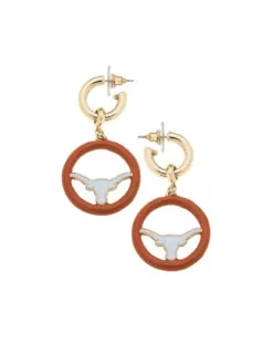 UT Logo Medallion Drop Hoop Earrings