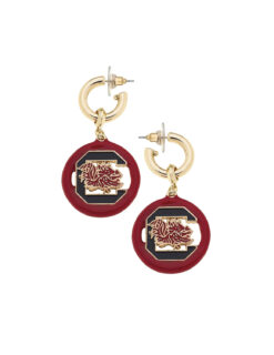 USC Logo Medallion Drop Hoop Earrings