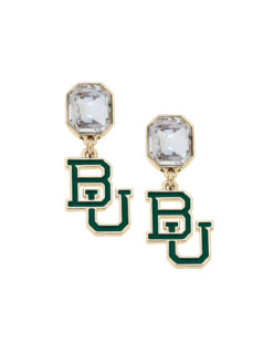 BU Rhinestone Enamel Logo Earrings